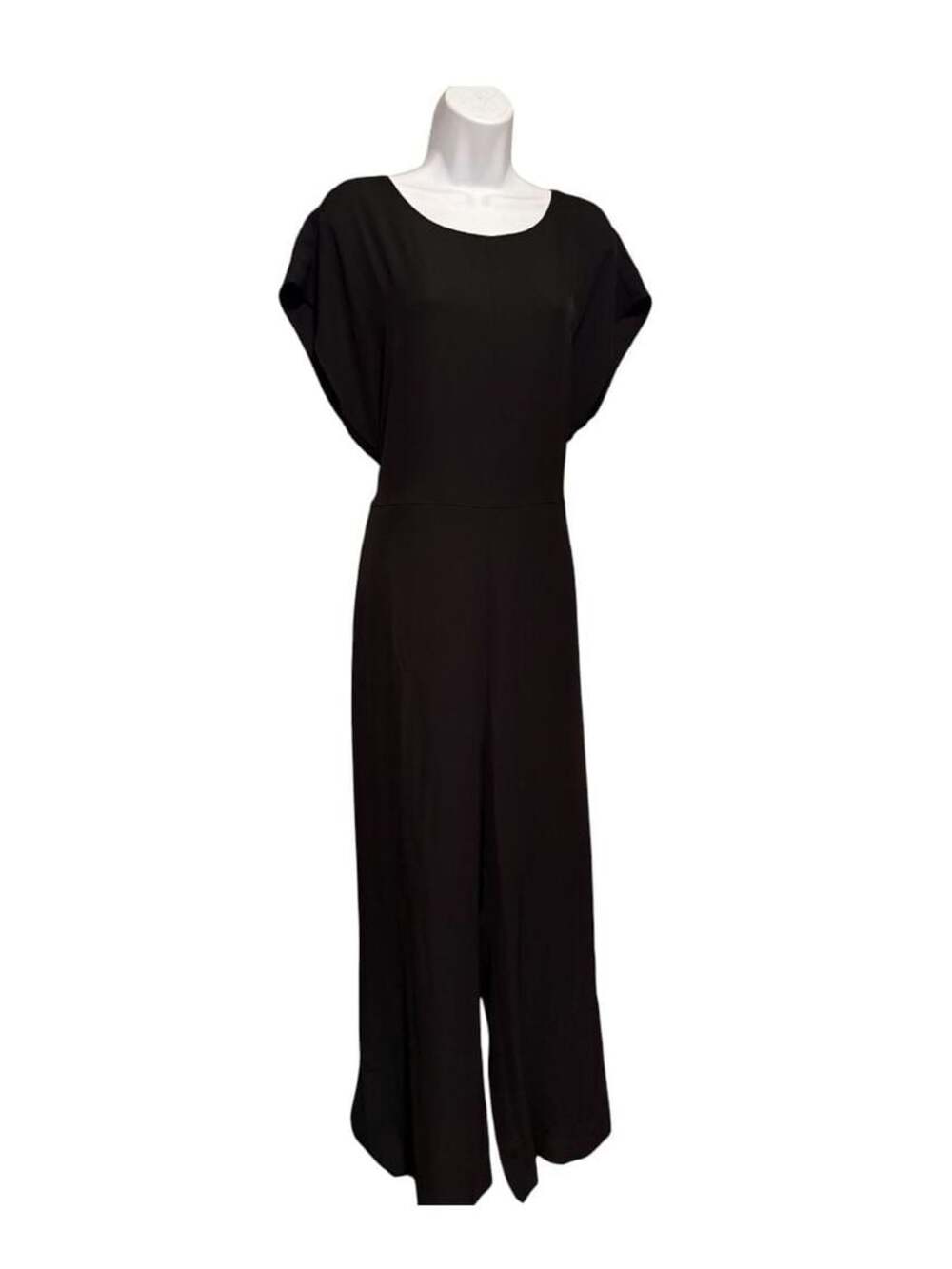 LOFT Black Wide Leg Tie-Waist Jumpsuit Size 14 - Picture 3 of 7